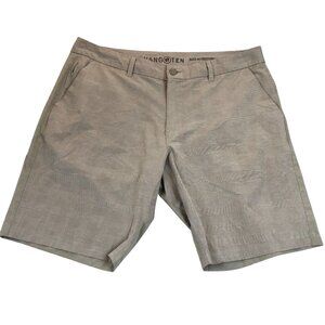Hang ten Mens Wharf Hybrid Khaki Shorts Size 40 Tan Checkered Casual Flat Front